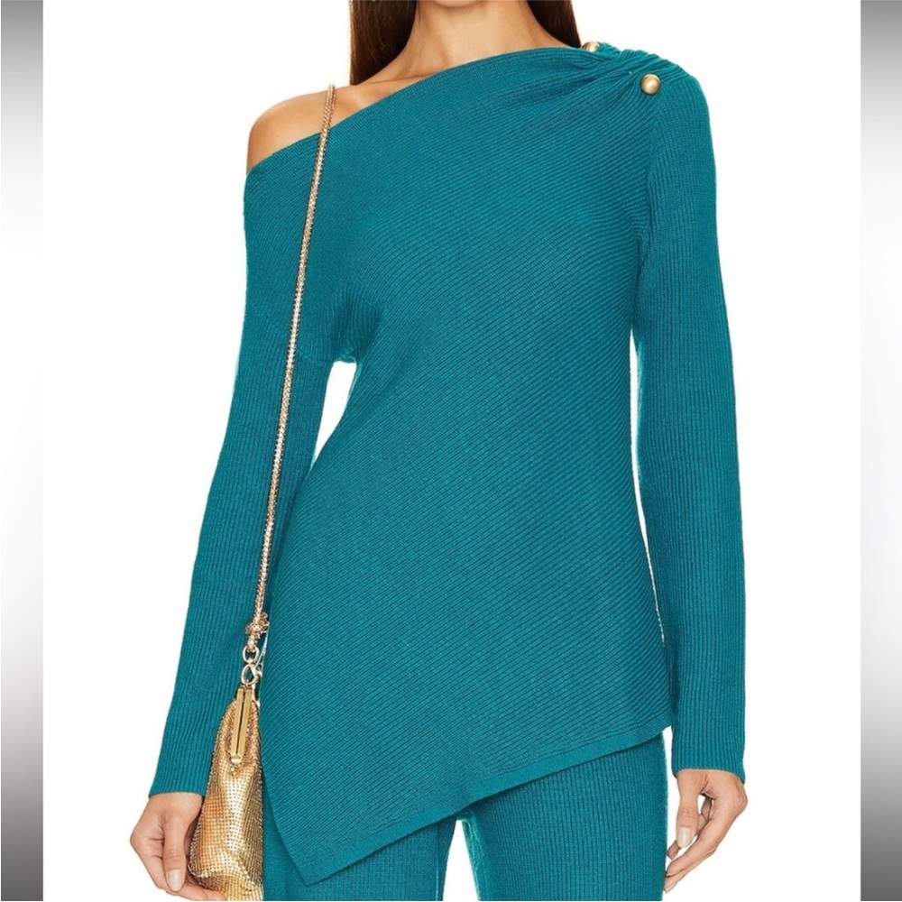 New Cult Gaia Elory Knit Top Small Current Season Sea Moss Teal Elroy